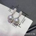 Silver Tone Pearl Ball Crystal Drop Earrings Polished Statement Fashion Jewelry view 4