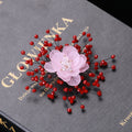Beaded Flower Spray Brooch With Red Or Pink Accents view 2