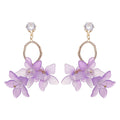Purple And Blue Floral Crystal Drop Stud Earrings Jewelry Pair view 5