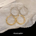 Irregular Textured Hoop Earrings in Gold and Silver Tones view 2