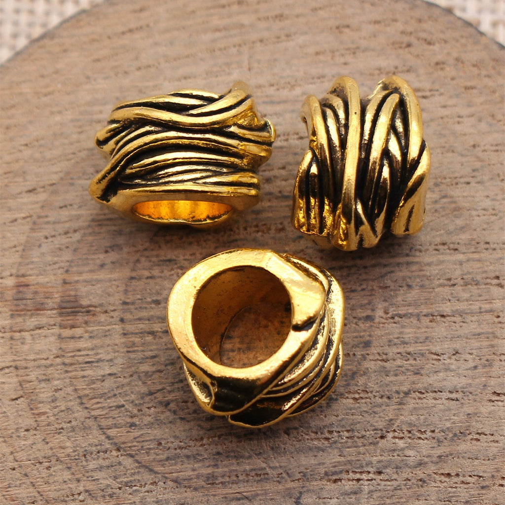 14x13x11mm 3.7g Multicolor Zinc Alloy Vine Texture Large Hole Dreadlock Beads for Hair Braid Jewelry