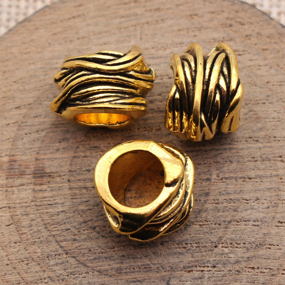 14x13x11mm 3.7g Multicolor Zinc Alloy Vine Texture Large Hole Dreadlock Beads for Hair Braid Jewelry