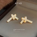 Gold-Tone Micro-Pave Crystal Knot Bow Stud Earrings view 4