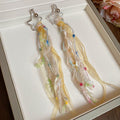 Yellow Ribbon Star Long Drop Stud Earrings Fashion Jewelry view 1