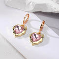 Gold and Silver Tone Faceted Heart Crystal Huggie Drop Earrings view 6
