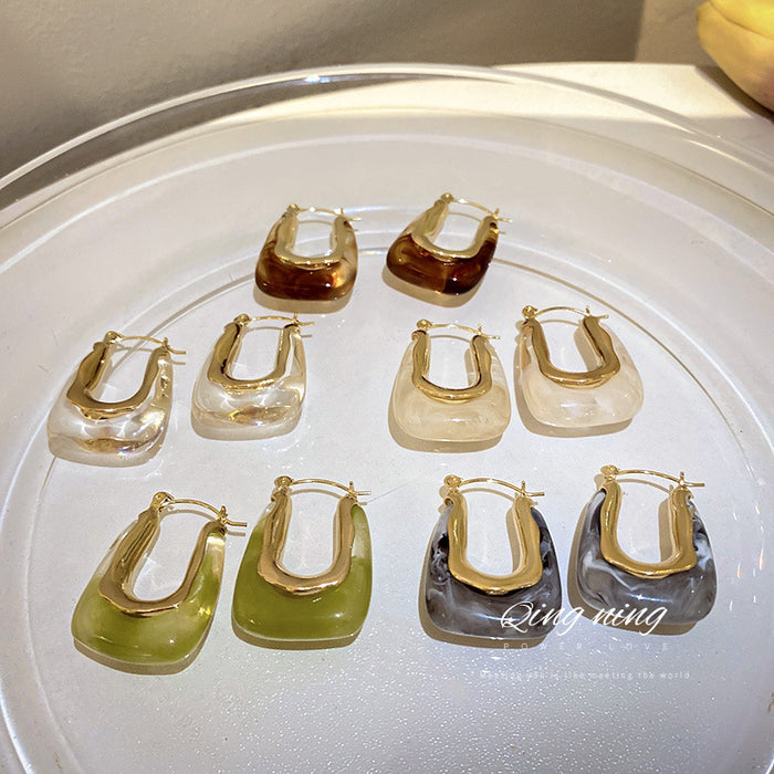 Chunky U Shaped Hoop Earrings in Six Colors Fashion Jewelry Accessories