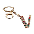 A-Z Multicolor Rhinestone Letter Keychains With Split Ring And Lobster Clasp view 5