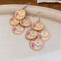 Vintage Style Floral Print Disc Drop Earrings in Six Patterns view 9