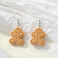 Silver Tone Gingerbread Figure Pendant Necklace and Hook Earrings view 3