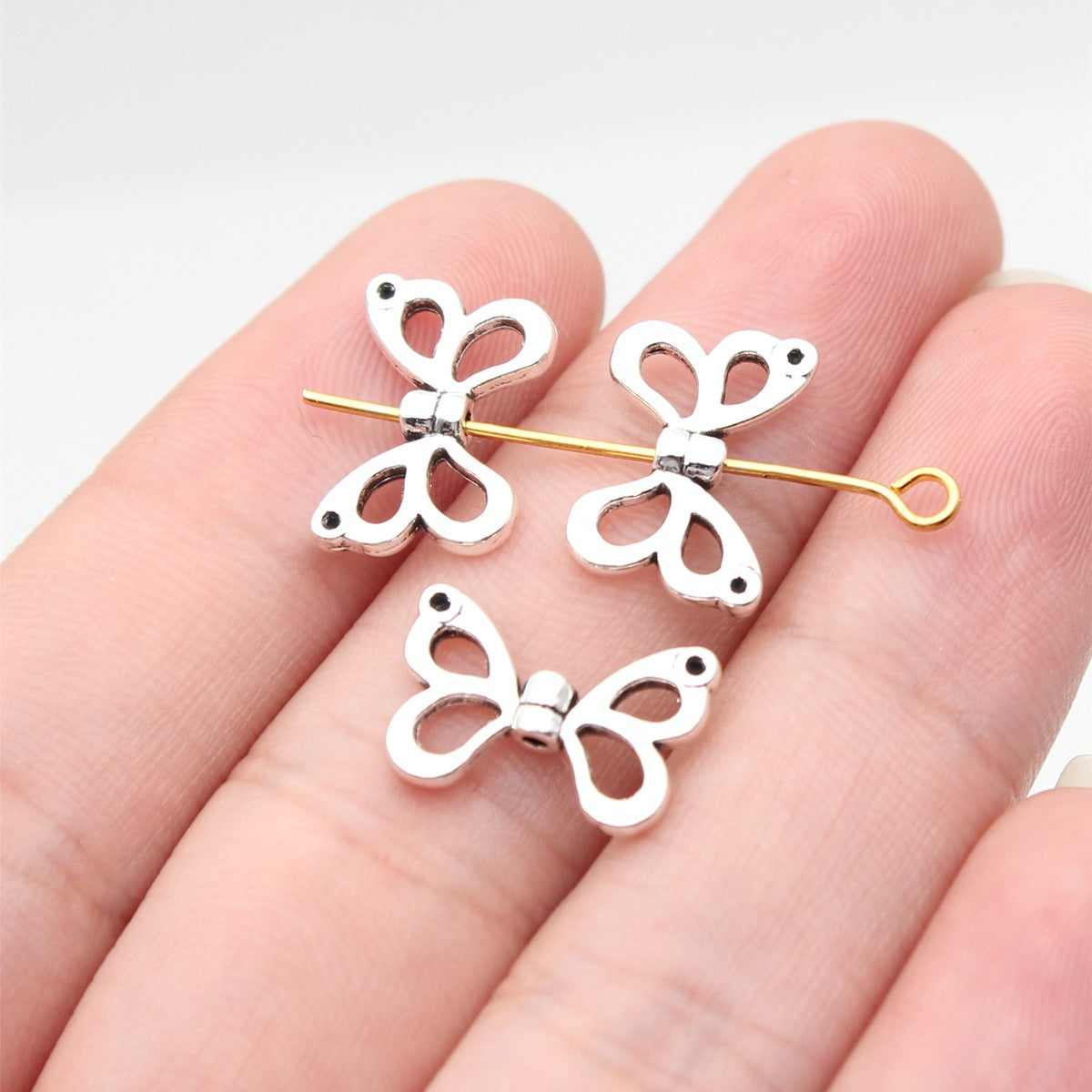 15x10mm 0.64g Multicolor Zinc Alloy Butterfly Loose Metal Beads for Bracelet Necklace DIY Making