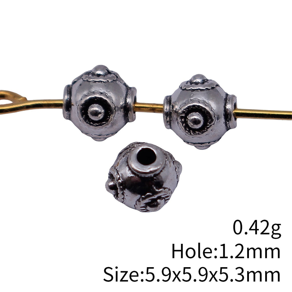 5.9x5.9x5.3mm 0.42g Antique Silver Zinc Alloy Raised Dot Round Spacer Beads for Bracelet Jewelry Making