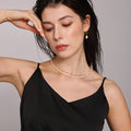 Gold Double Layer Freshwater Pearl And Chain Necklace Set view 4