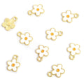 White Five Petal Flower Charms in Gold and Silver Tones view 6