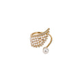 Pearl Wing Open Rings With Rhinestone Trim Gold Silver view 5