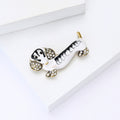 White Enamel Dachshund Brooch in 1 Style Metal Pin view 4