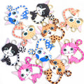 Printed Cat Charms in Gold and Silver Tones, Five Cat Designs view 3