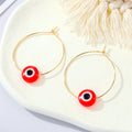 Gold Thin Hoop Evil Eye Acrylic Bead Earrings Nine Colors view 7