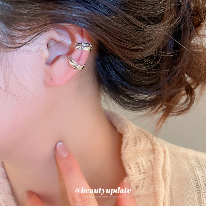 Silver Tone Crystal Leaf Ear Cuff Earrings Decorative Jewelry Pair