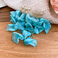 Pastel Layered Fabric Flower Long Cascade Drop Earrings view 9