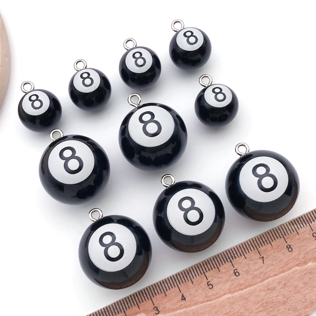 Acrylic Black 8 Billiard Ball Charm Pendant for DIY Keychain Bag and Clothing Decor