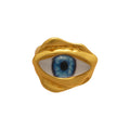 Gold Silver Blue Eyeball Open Ring Irregular Metal Frame view 5