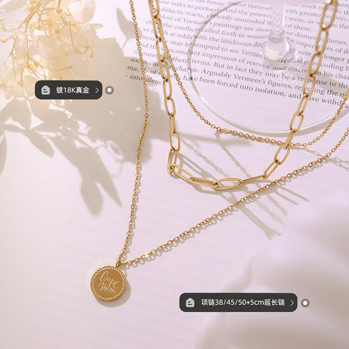 Gold Carpe Diem pendant with paperclip chain and length labels