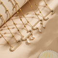 Gold Tone Pave Paperclip and Pearl Drop Necklace Styles view 2