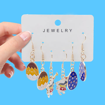 Easter Egg, Bunny And Chick Metal Drop Earring Sets, Three Styles