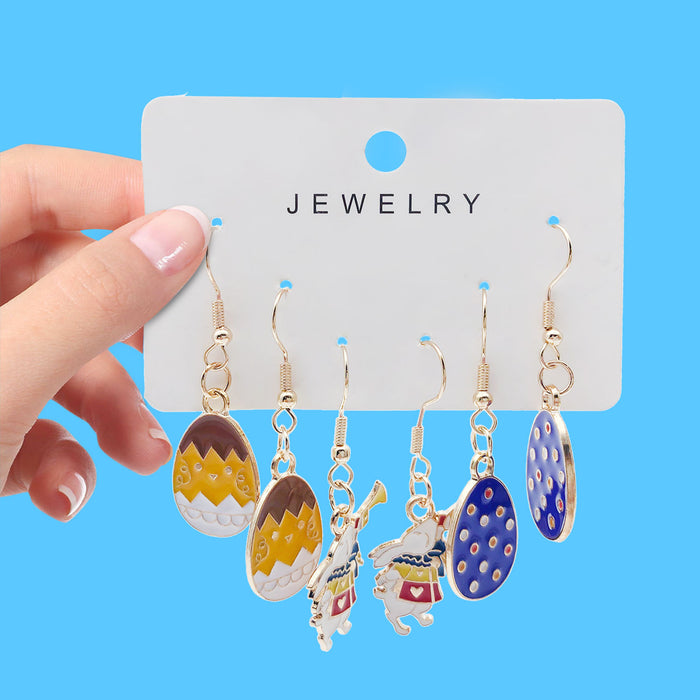 Easter Egg, Bunny And Chick Metal Drop Earring Sets, Three Styles