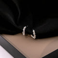 Silver Irregular Faceted Small Open C Hoop Earrings view 3