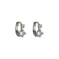 Silver CZ Mini Huggie Hoop Earrings Dual Round Stones view 5