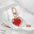 Gold Tone Pressed Flower Daisy Heart Snap-Hook Keychains in Ten Options view 4