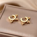 Gold and Silver Tone Crystal and Bead Cluster Hoop Earrings view 6
