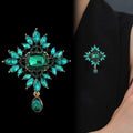 Green Flower Crystal Three Designs Metal Brooch Pin view 4