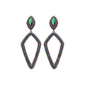 Iridescent Open Diamond Drop Earrings With Green Top Stones view 5