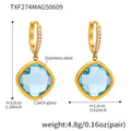 Gold Hoop Drop Earrings Cushion Czech Glass Pave Hoops view 8