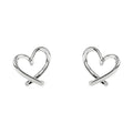 Open Wire Heart Outline Stud Earrings Two Finishes view 5