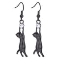 Hanging Cat Hook Earrings Clear Stone Metal Three Colors view 5
