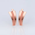 Curved Double Bar Hoop Earrings in Rose Gold Tone with Clear Crystal Details view 2