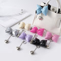 Puffy Patent Bow Keychain with Dangling Heart Charm view 1