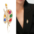 Artist Palette and Paintbrush Brooch With Multicolor Enamel view 2