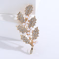 Holly Leaf Spray Brooch In Metal With Crystals And White Faux Pearls view 6