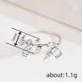 Silver Tone Floral Leaf Open Ring With Clear Stone Accents view 3