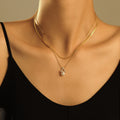 Triangle Rhinestone Pearl Pendant And Herringbone Necklace view 3