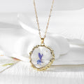 Round Birth-Flower Pressed Botanical Pendant Necklaces in Nineteen Designs view 11