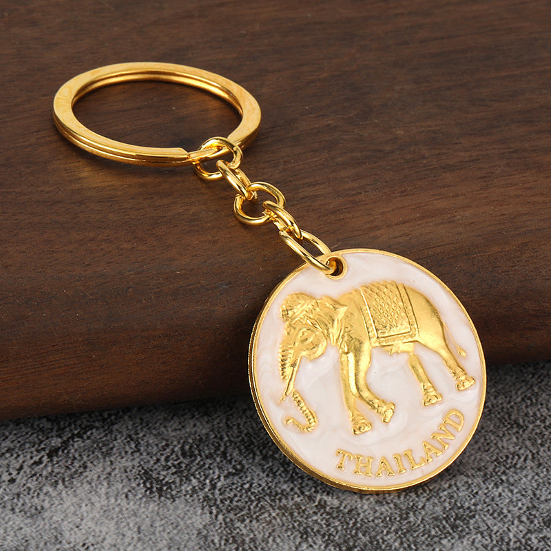 3D Elephant Enamel Metal Keychain for Car Keys and Bag Pendant
