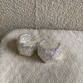 Textured Geometric C Hoop Stud Earrings in Gold and Silver view 7