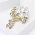 Pearl-Like Flower Bouquet and Crystal Bow Brooch in Two Finishes view 3