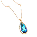 Gold Tone Blue Faceted Crystal Pendant Necklaces in Four Shapes view 5