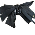 Black Satin Oversized Bow Hair Claw Clip with Gold Charm view 5